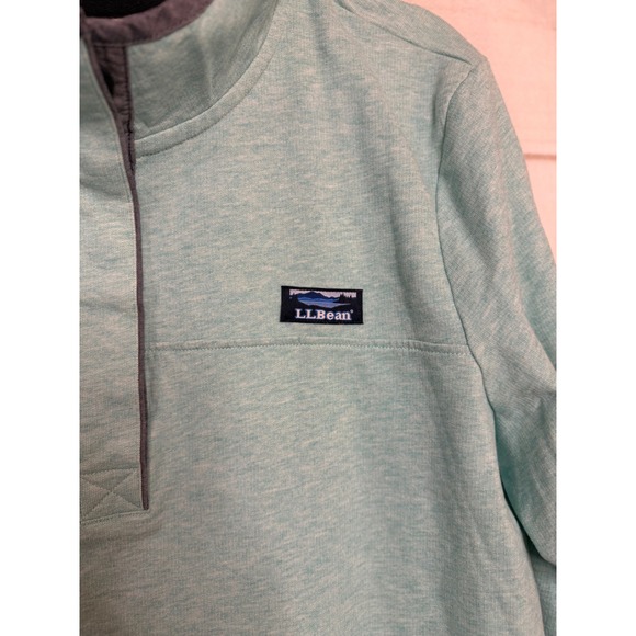 LL Bean Soft Cotton Ruby P/O Pullover Sweatshirt Women's XL Aqua Blue Heather - Picture 3 of 7